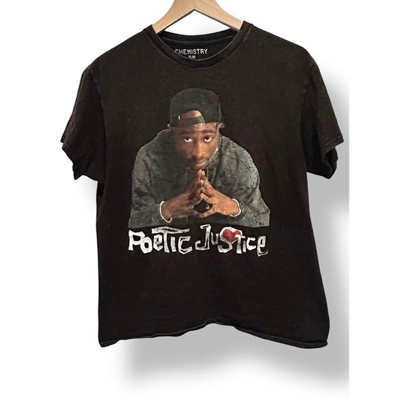 Tupac Shakur Poetic Justice Graphic Tee Womens Sz Small/Medium Faded Black - Picture 3 of 12